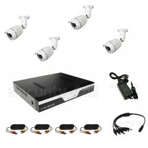 Kit complet supraveghere 5 Megapixel, 4 camere video, 2560x1920, IR 25m, cu NVR,  4 x cabluri 18m si surse, KH-46504